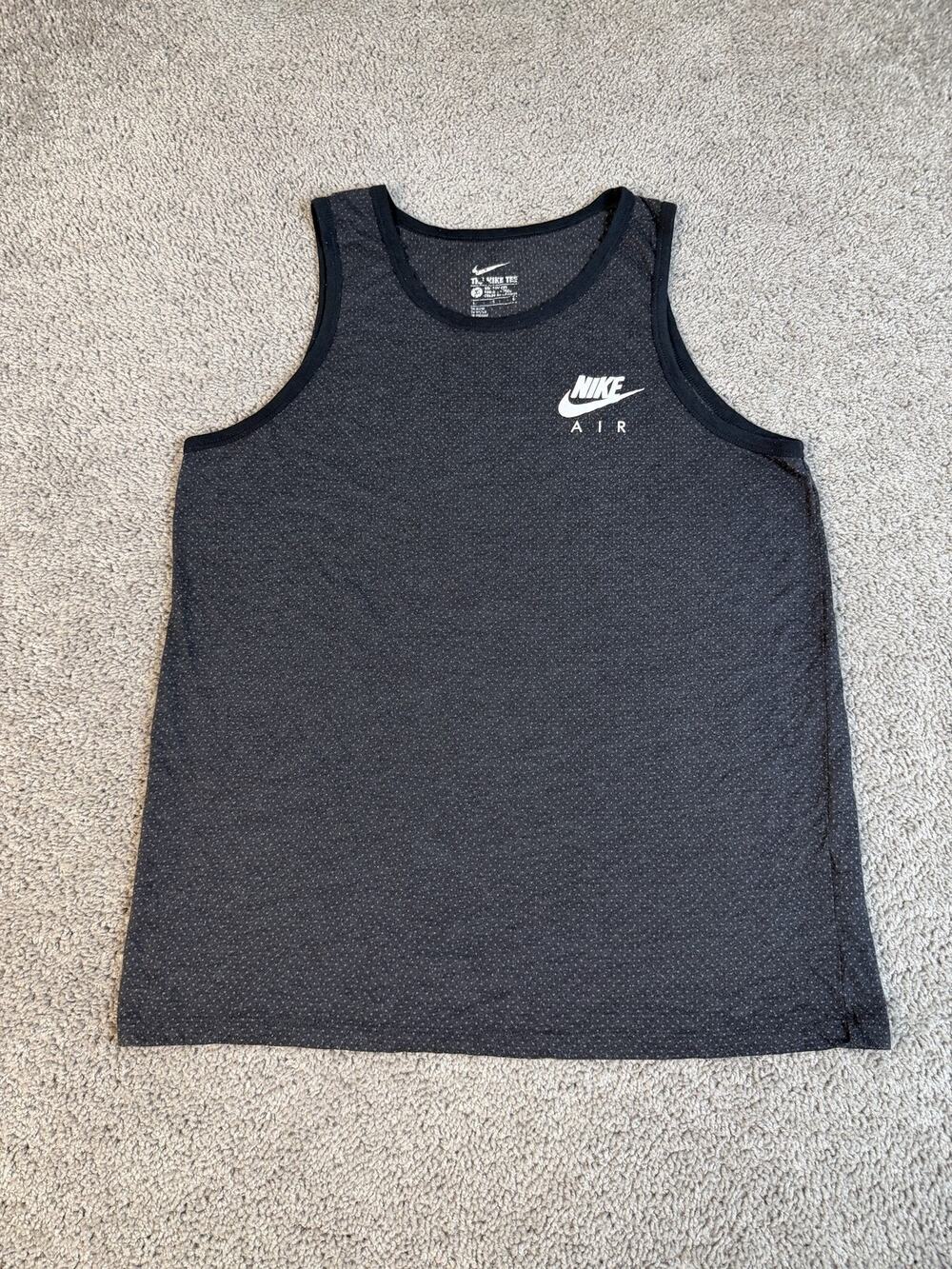 Nike Shirt Mens L Black Air Logo Graphic Sleeveless Athletic Tagless Moisture